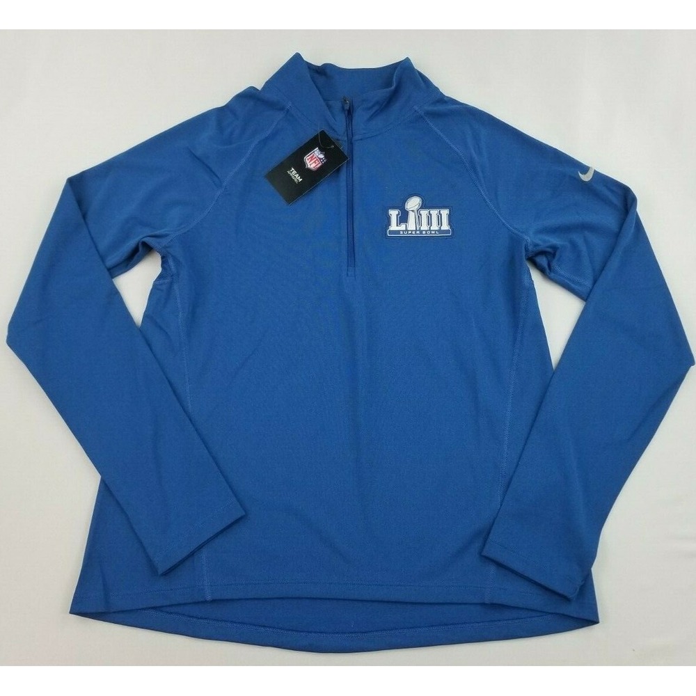 Nike Womens NFL Super Bowl LIII Dri-Fit Blue 1/4 Zip Top AA9883-431 sz M